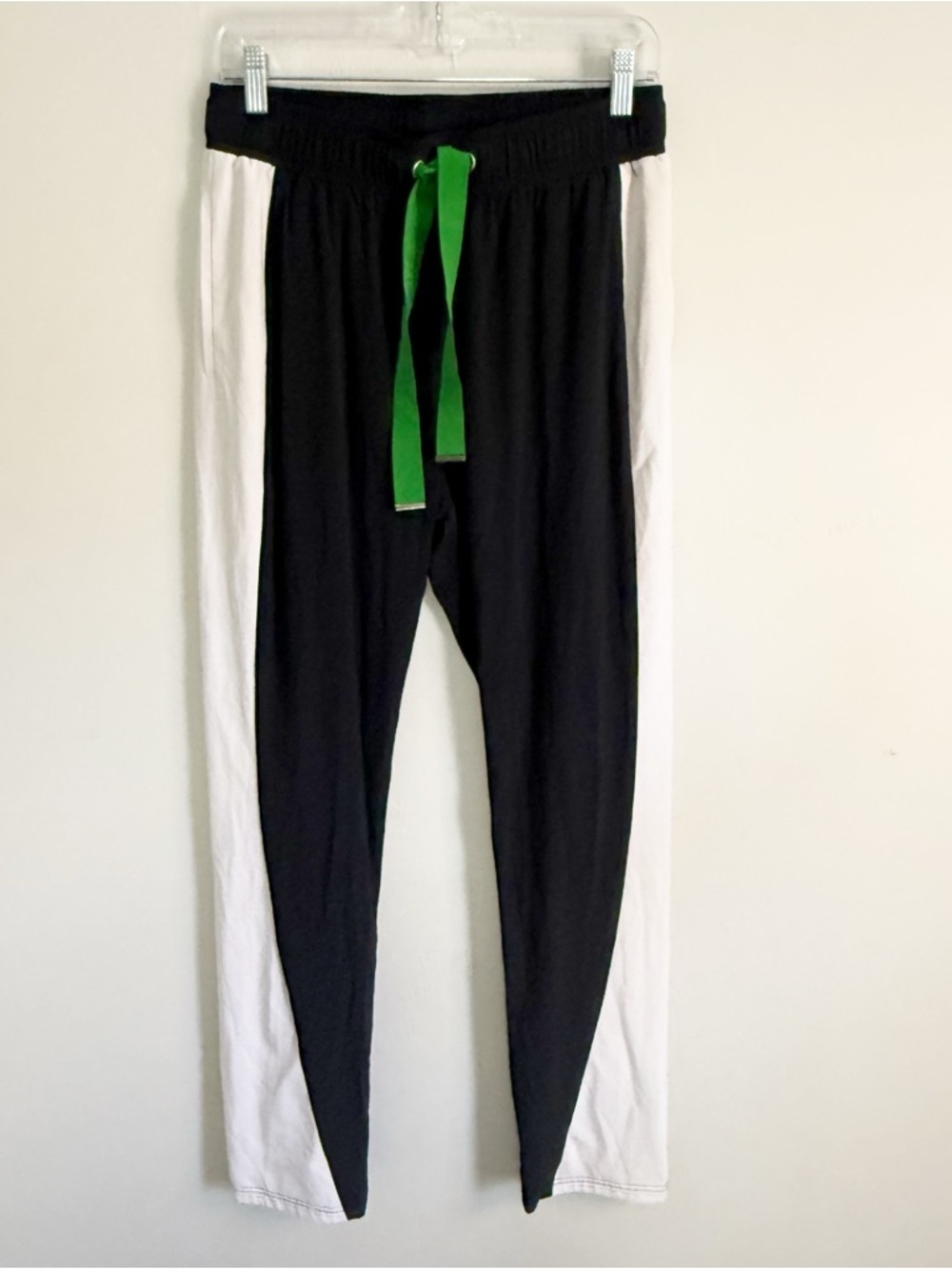 ATHLETA X DEREK LAM 10C Women’s Black Ivory Green Track Pants Color Block Size S